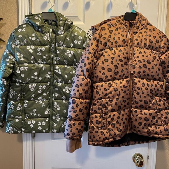 Girls Where Abouts Army Green Floral Coat and Animal Print Coat NWT Size 16 - Picture 1 of 16